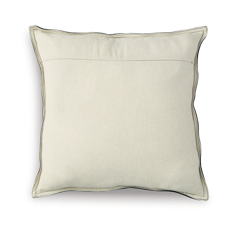 Vale Square Accent Throw Pillow, 20 Inch, Patchwork Design Black Suede - Benzara