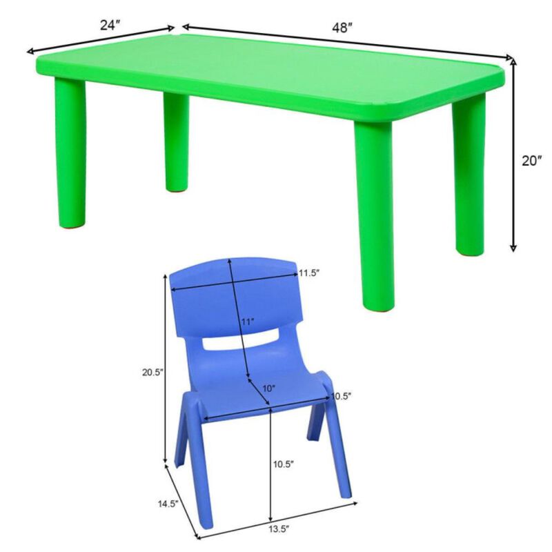 Hivvago Kids Colorful Plastic Table and 4 Chairs Set