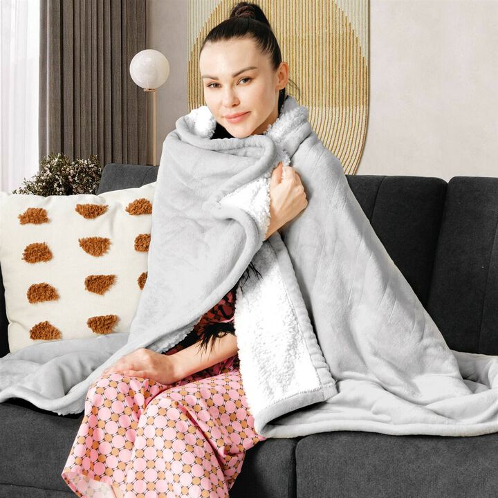 Sherpa Heated Electric Throw Blanket – Adjustable Heat for Personalized Comfort