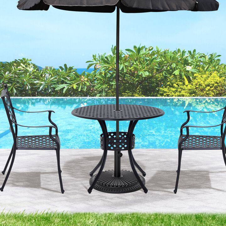 Classic Outdoor Table: Round Black Cast Aluminum Bistro Table