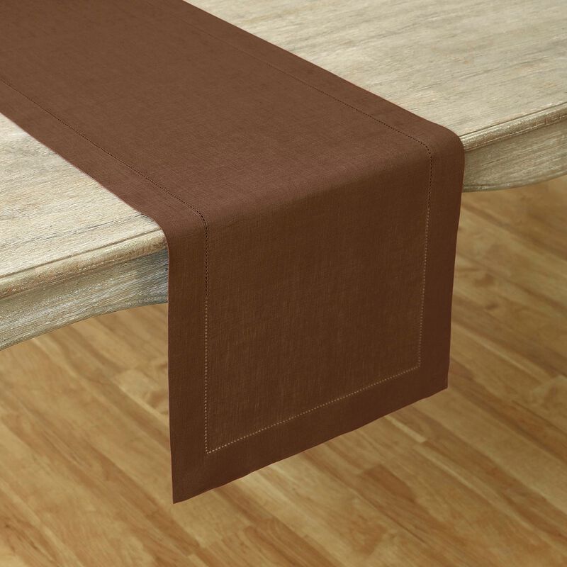 Solino Home 100% Pure Linen Table Runner | Classic Hemstitch for Thanksgiving, Christmas