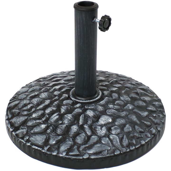 Sunnydaze 18 in Pebble Texture Resin Round Patio Umbrella Base - Grey Sunnydaze 18 in Pebble Texture Resin Round Patio Umbrella Base - Grey