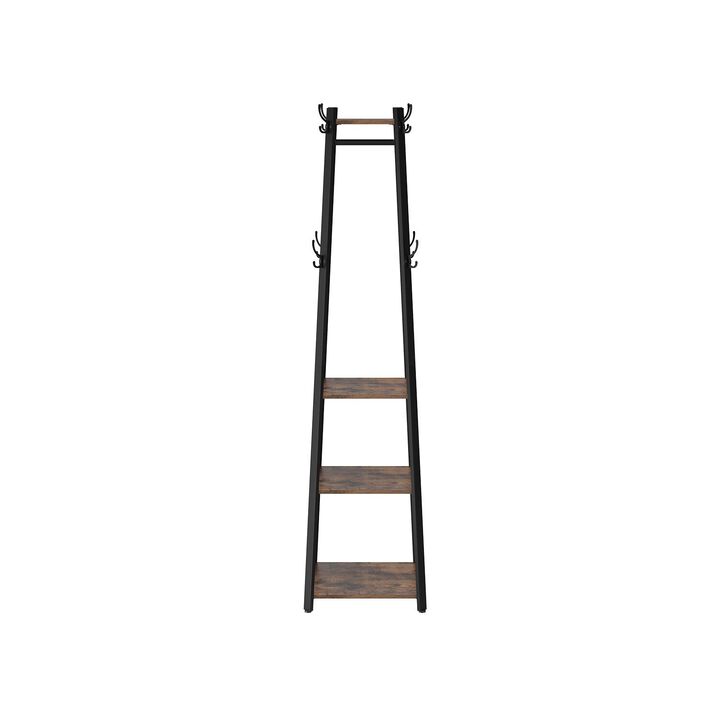 Industrial Coat Rack, Coat Stand with 3 Shelves, Hall Trees For Living Room