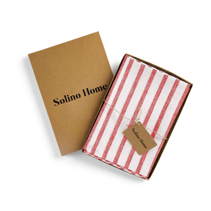 Solino Home 100% Pure Linen Dinner Napkins 20 x 20 Inch Set of 4 | Madison Stripe