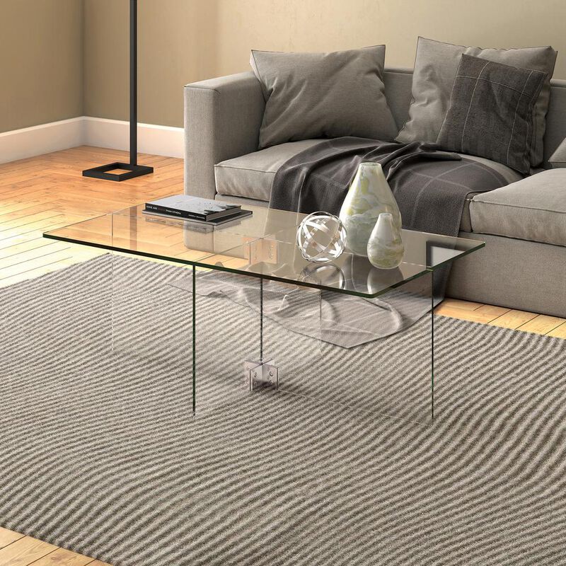 Hudson&Canal Gehry 24'' Wide Rectangular Coffee Table in Clear Glass
