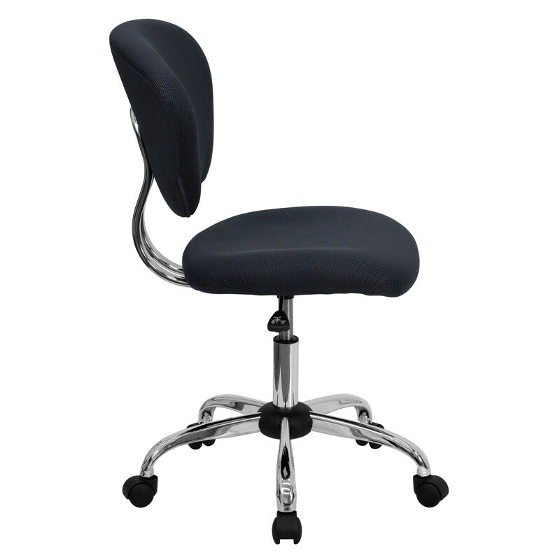 Beverly Mid-Back Gray Mesh Padded Swivel Task Office Chair with Chrome Base