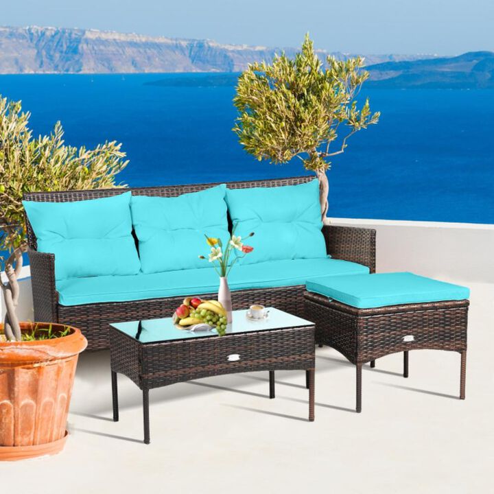 Hivvago 3 Pieces Patio Furniture Sectional Set with 5 Cozy Cushions