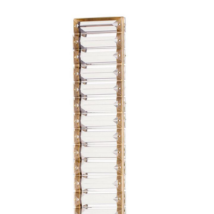Lizy 24 Inch Tall, Thin Table Lamp, Crystal, LED Metal Frame, Antique Brass - Benzara