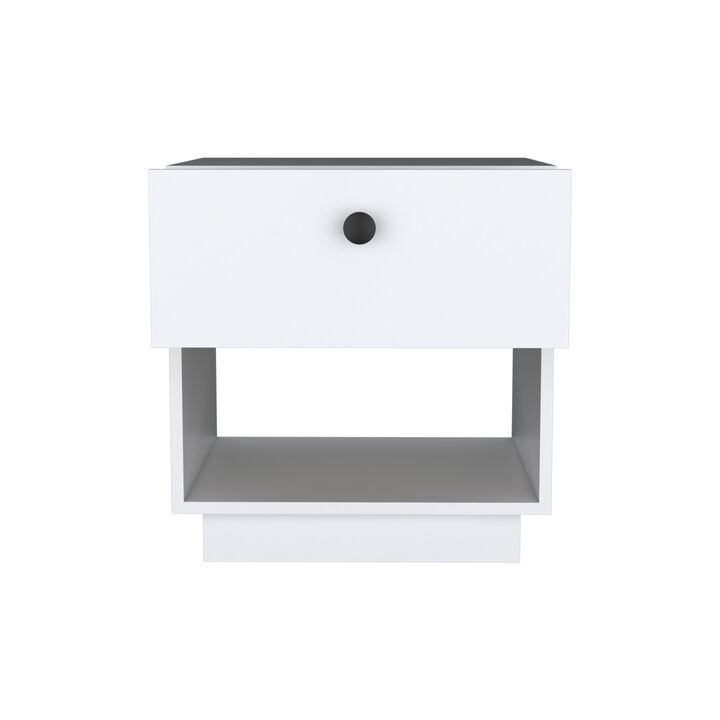 DEPOT E-SHOP Macon Single Drawer Nightstand with Open Storage Shelf