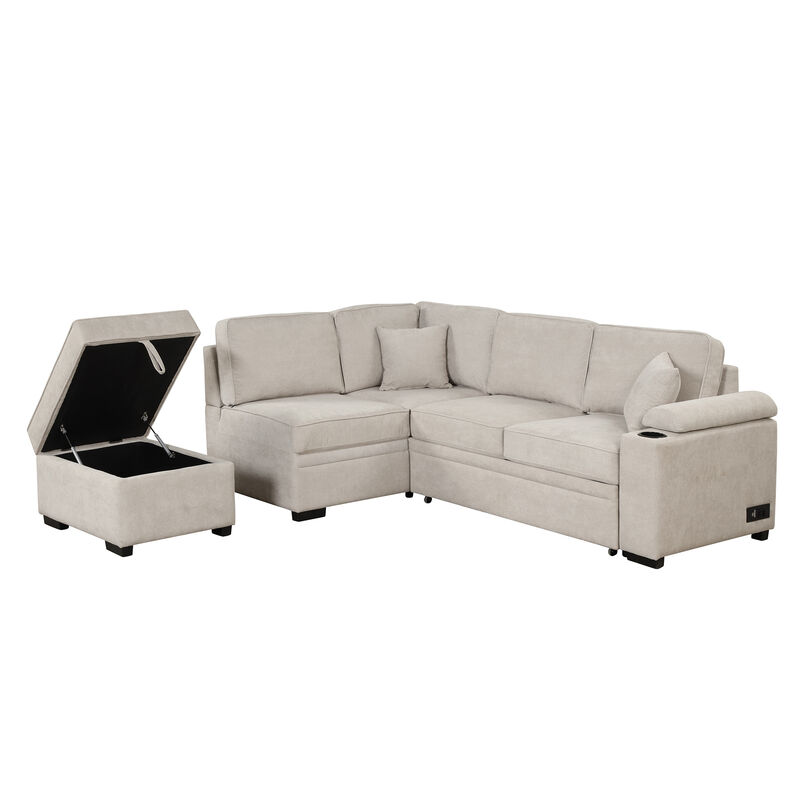 Merax 2 in 1 Pull Out Sofa Bed L Shape Couch