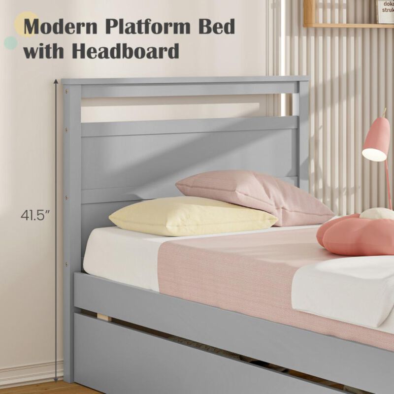 Hivvago Wooden Bed Frame with 2 Drawers for Teens and Adults