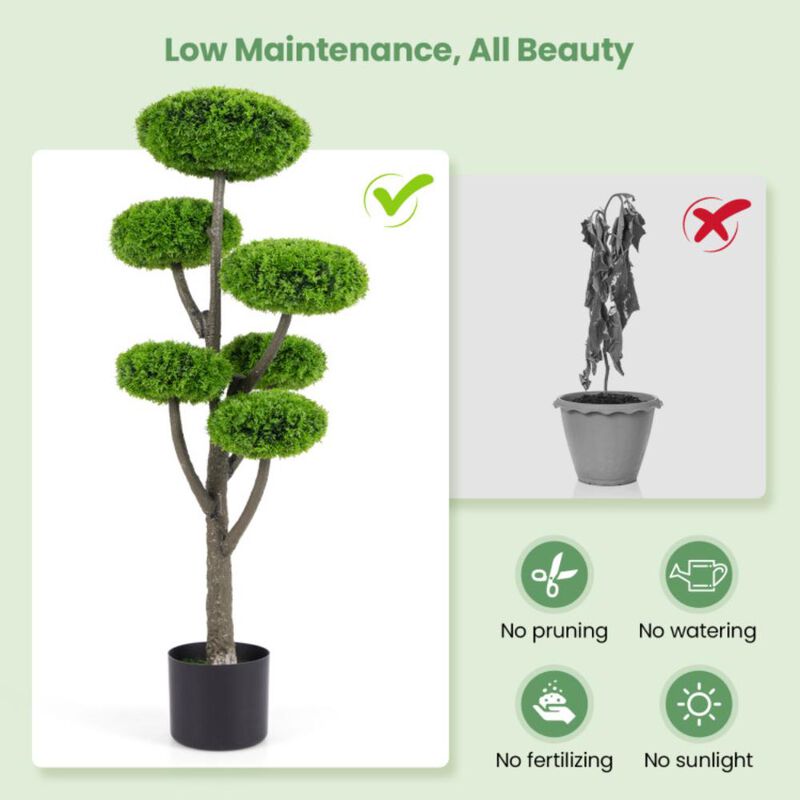 Hivvago 6 Ball Artificial Cypress Topiary Ball Tree with Weighted Pot for Porch