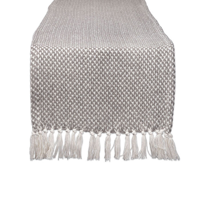 72" Gray and White Rectangular Woven Table Runner