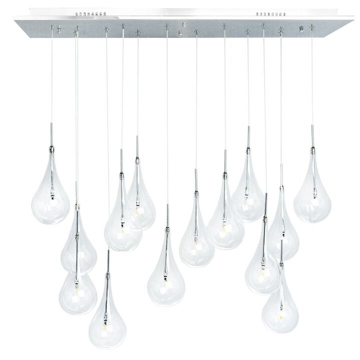 Clear Globes Chandelier Chrome Metal and Glass 14 LED Lights