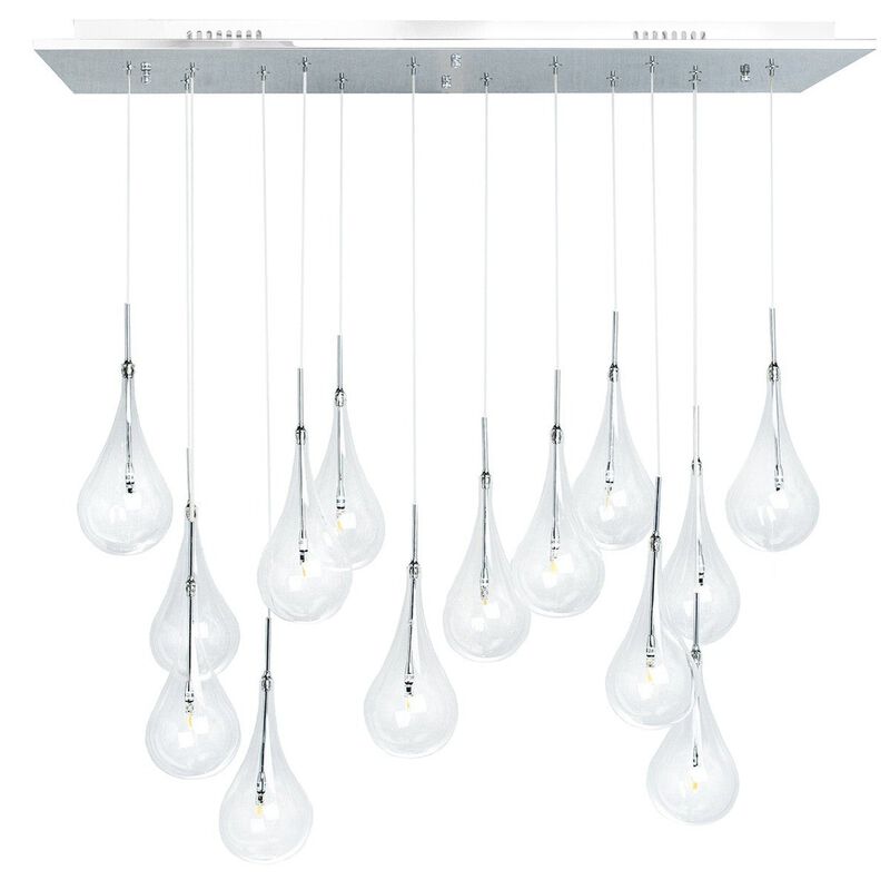 Clear Globes Chandelier Chrome Metal and Glass 14 LED Lights