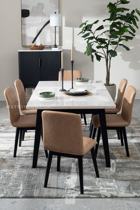 Vida 72" White Marble Top Dining Table
