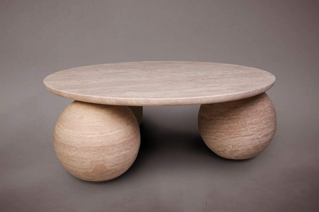 Travertine Round Coffee Table 47"