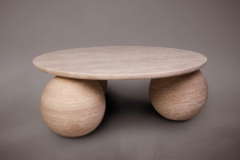 Travertine Round Coffee Table 47"