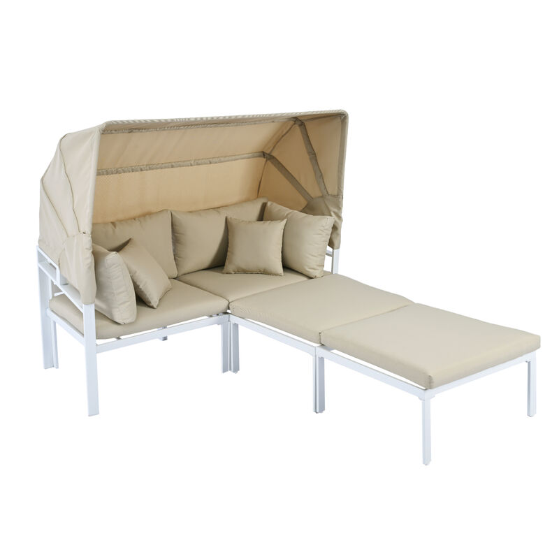Merax Outdoor Patio Daybed with Retractable Canopy