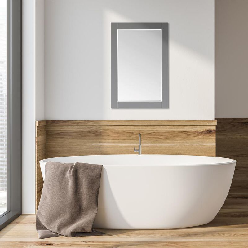 Altair 24 Rectangular Bathroom Wood Framed Wall Mirror in Gray