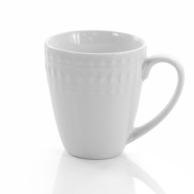 Elama Cara 16 Piece Round Porcelain Dinnerware Set in White