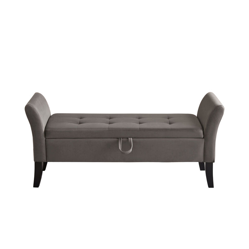 51.5" Bed Bench With Storage Grey Velvet
