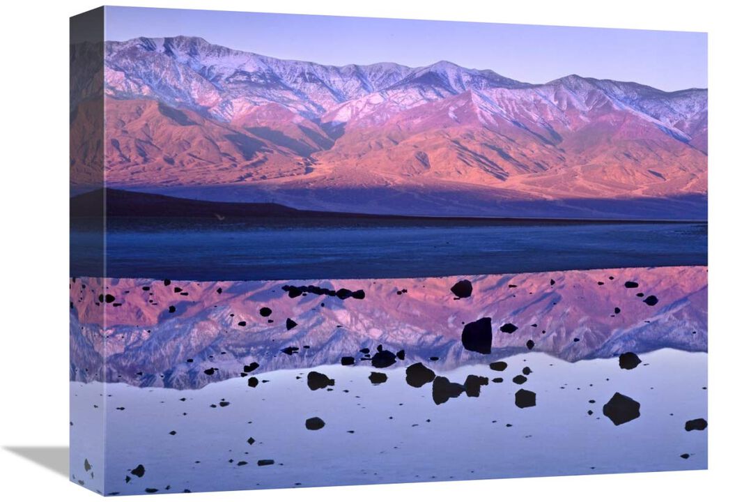 Panamint Range reflected in standing water at Badwater, Death Valley National Park, California-Canvas Art-16x12