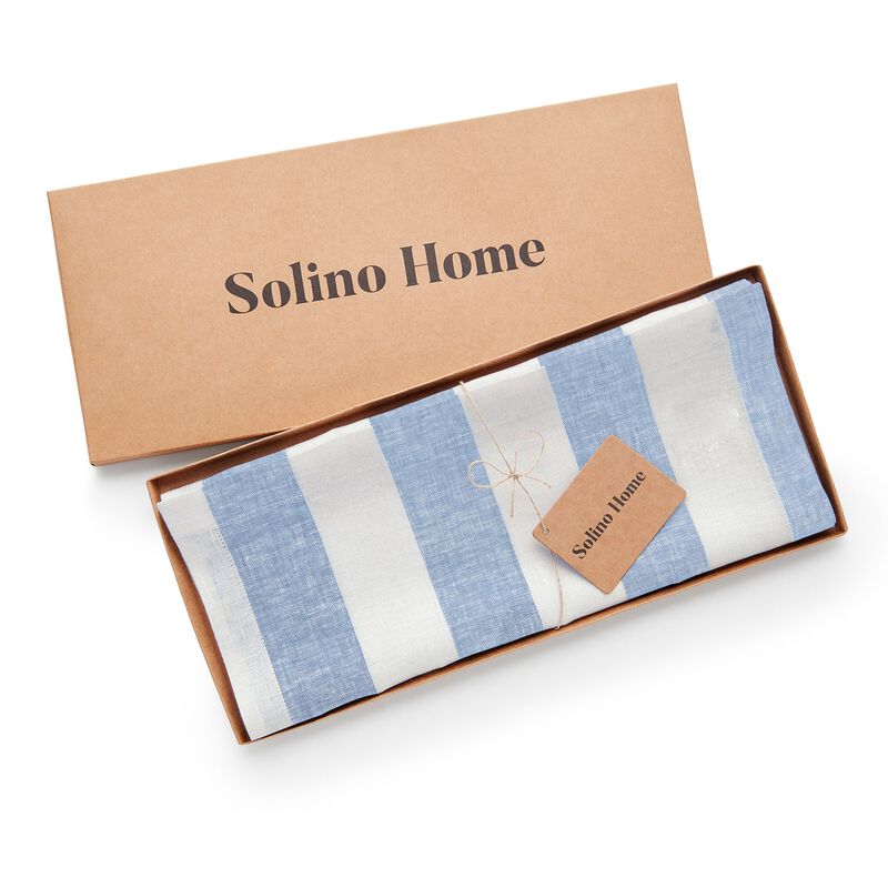 Solino Home 100% Pure Linen Table Runner | Cabana Stripe for Spring & Easter