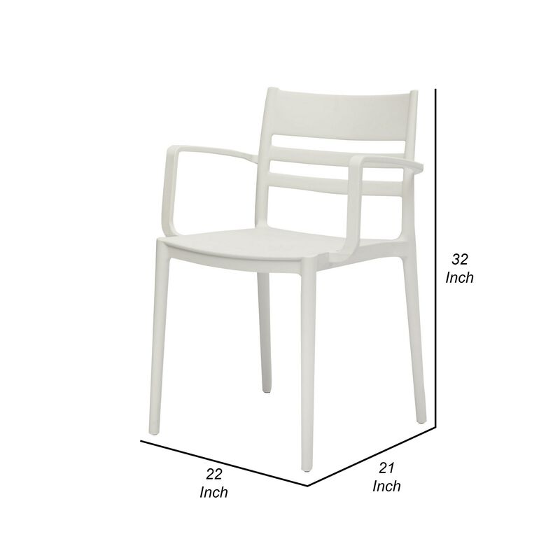 Teesy 22 Inch Side Dining Armchair Set of 4, Indoor Outdoor, White Finish - Benzara