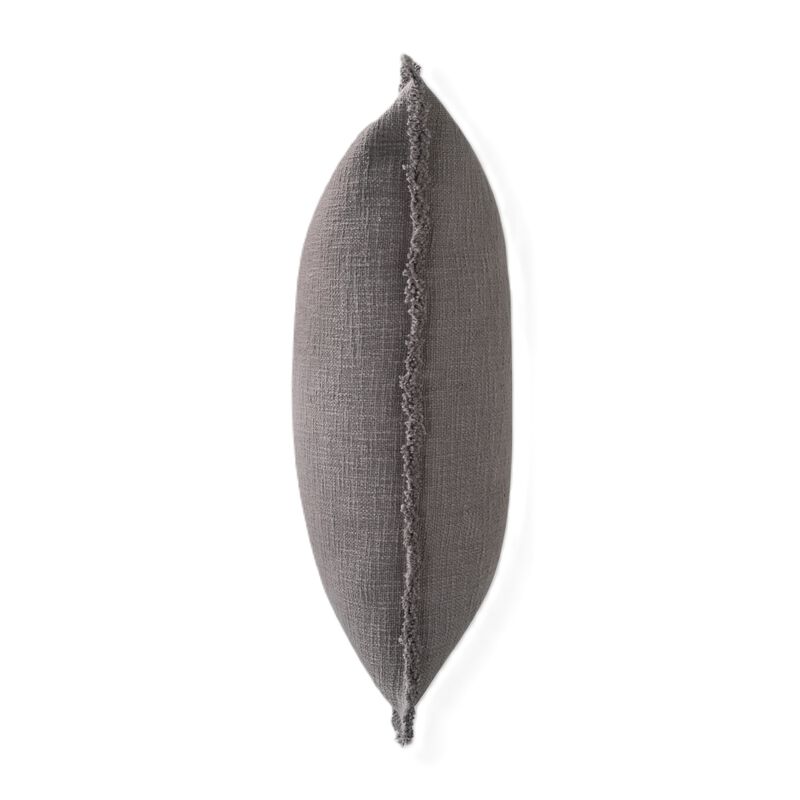 Organic Chic washed textured cotton solid pillow with frayed edges