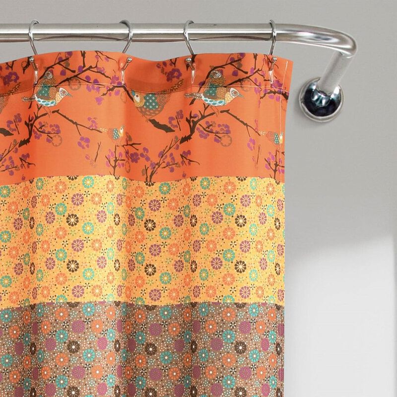 Floral Damask Polyester Shower Curtain – Boho Birds Design, Stylish & Machine-Washable