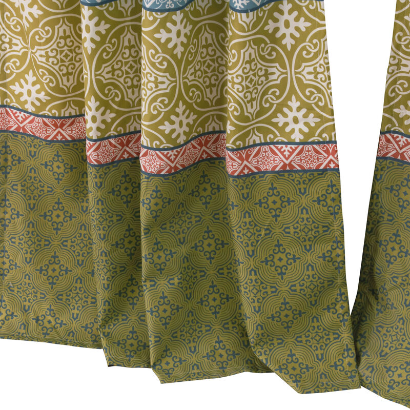 Kaw Set of 2 Panel Curtains, Multicolor Geometric Patterns, Polyester - Benzara