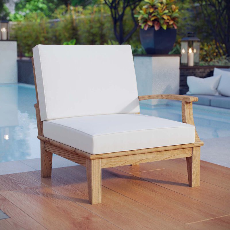 Modway - Marina Outdoor Patio Teak Right-Facing Sofa Natural Navy