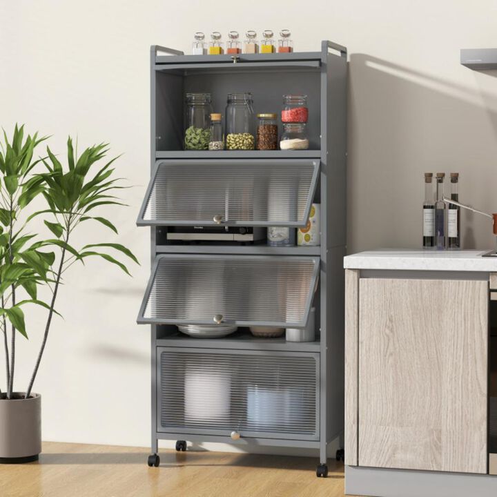 Hivvago 5-Tier Kitchen Baker's Rack with Flip-up PC Doors