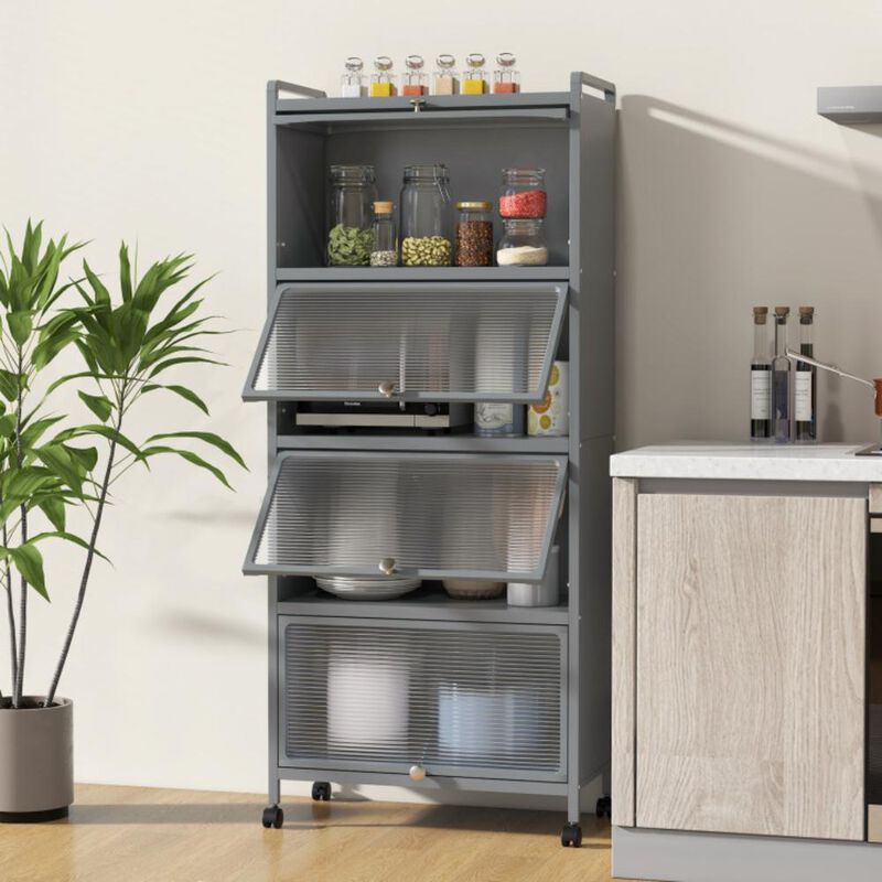 Hivvago 5-Tier Kitchen Baker's Rack with Flip-up PC Doors
