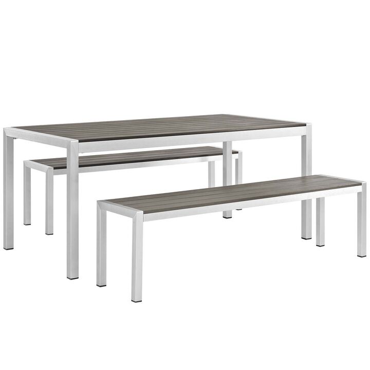 Shore 3 Piece Outdoor Patio Aluminum Dining Set-Benzara