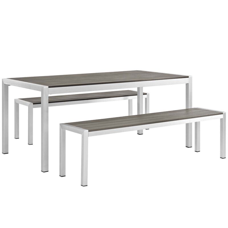 Shore 3 Piece Outdoor Patio Aluminum Dining Set-Benzara
