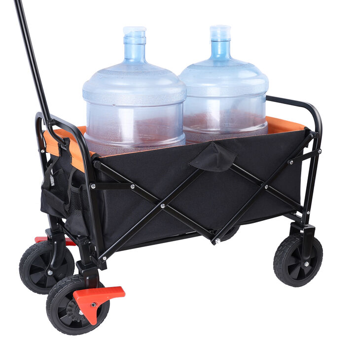 Streamdale Mini Folding Wagon Garden Shopping Beach Cart (Black+Yellow+Brake)