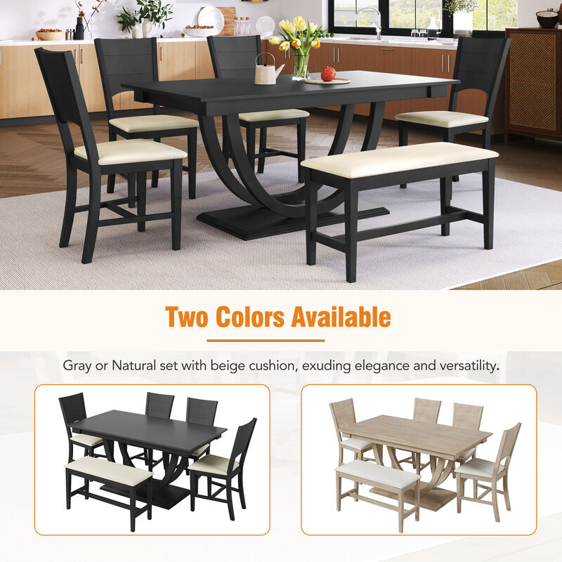 Merax 6-Piece Wood Half Round Dining Table Set