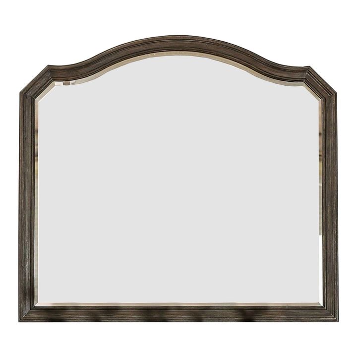 43.5 Inches Scalloped Mirror with Molded Details, Brown-Benzara