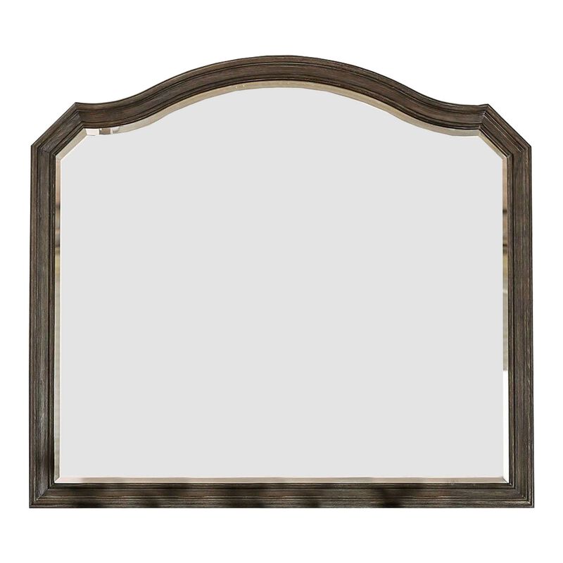 43.5 Inches Scalloped Mirror with Molded Details, Brown-Benzara