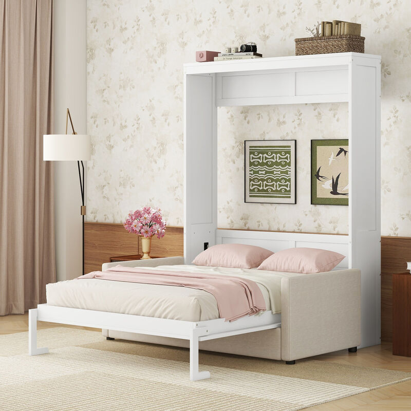 Merax Murphy Bed Cabinet Wall Bed with Cushion