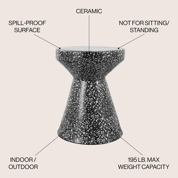 Xenia Modern Bohemian Terrazzo Indoor/Outdoor Drum Accent Table