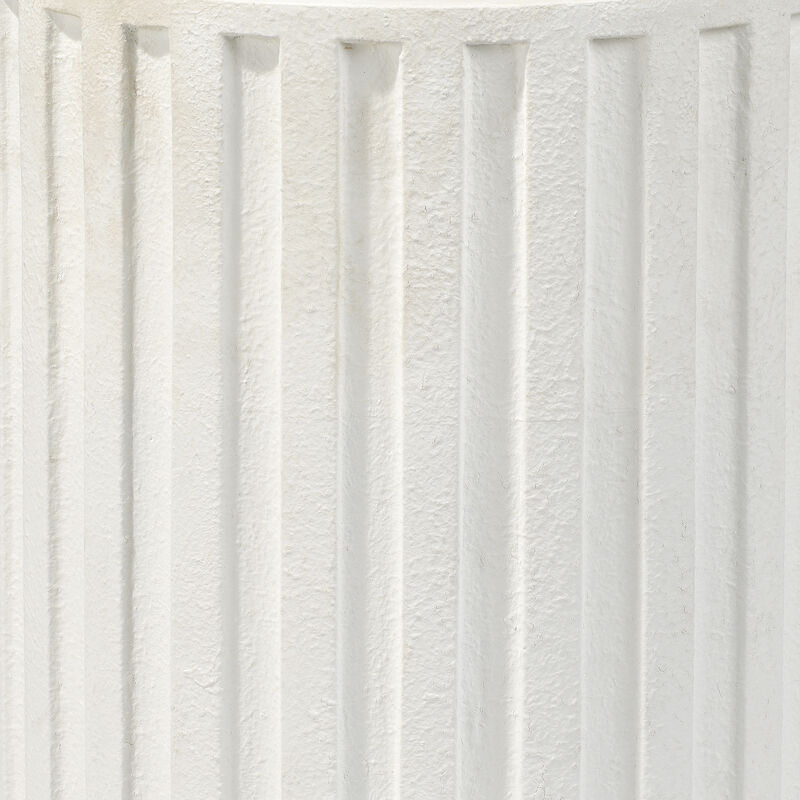 Flutted Cement Side Table, White
