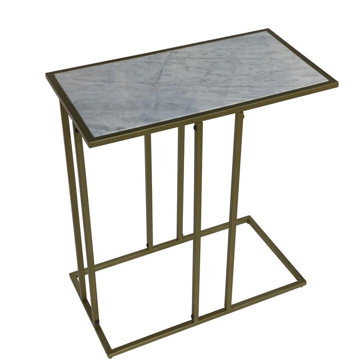 Carolina Living Serena End Table - White Marble - Industrial