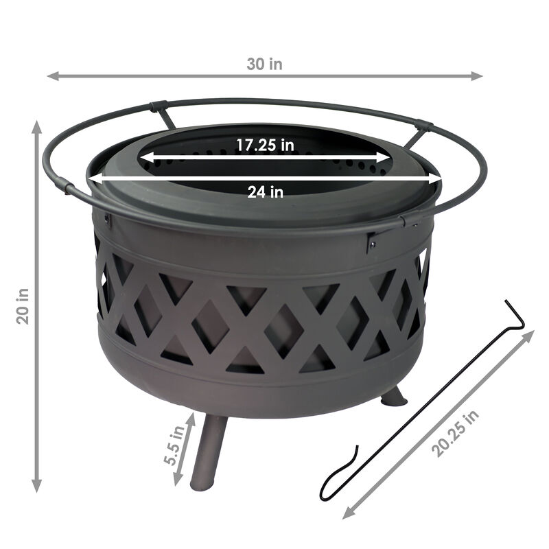 Sunnydaze 30 in Crossweave Smokeless Wood-Burning Fire Pit with Poker
