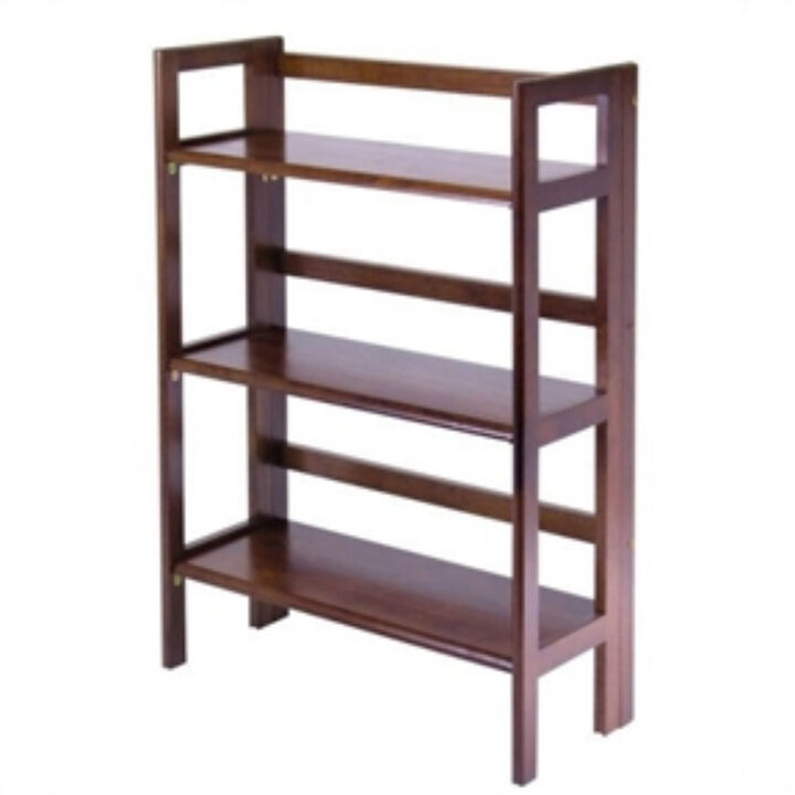 Foldable 3-Shelf Stackable Bookcase in Rustic Distressed Look