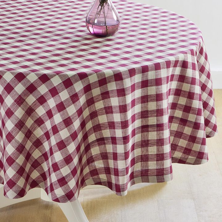 Solino Home 100% Pure Linen Round Tablecloth |Morgan Check