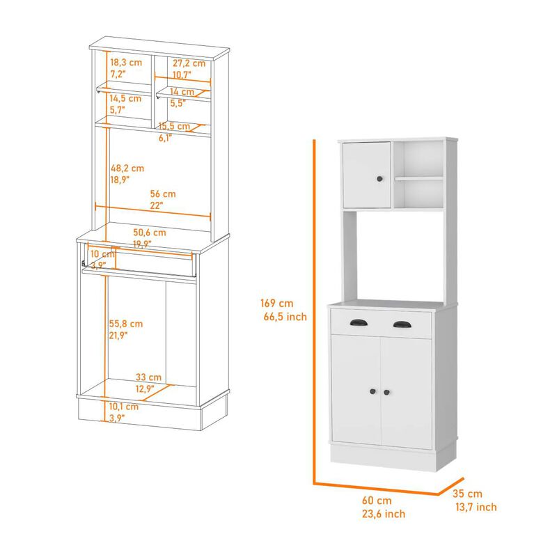 Palmer 2-Door Cabinet Microwave Kitchen Pantry In White