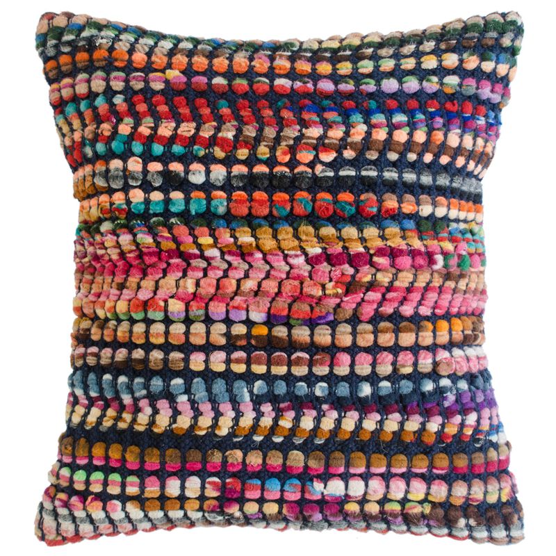 20" Pink and Blue Bohemian Geometric Square Throw Pillow